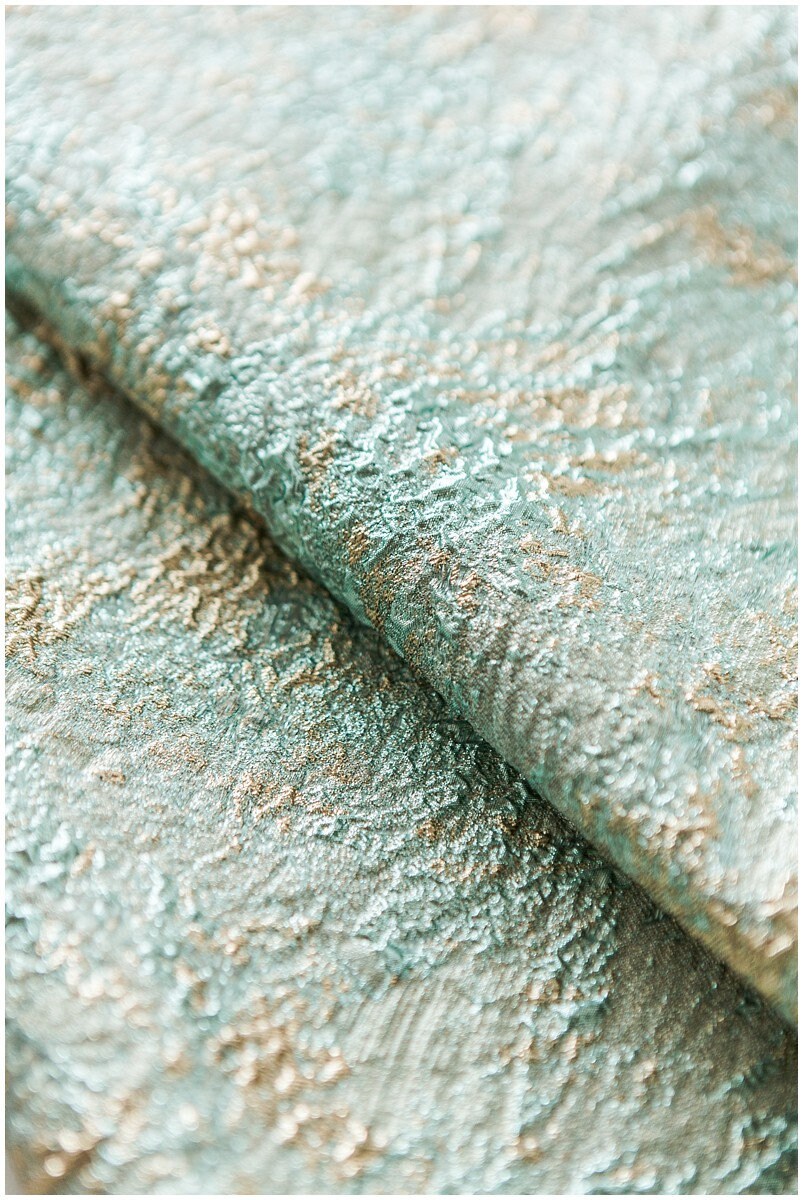 Turquoise old jacquard fabric/ evening dress mint green gold/ bridesmaids jacquard fabric// R-034GR 
