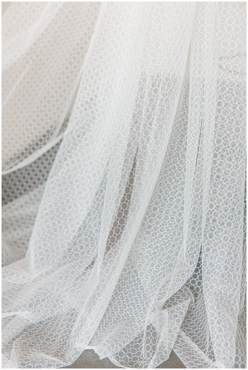 160cm wide - Circular tulle fabric for bridal veils &amp; wedding dresses/ Off-White soft mesh fabric/ soft tulle fabric/ veils// R-168 