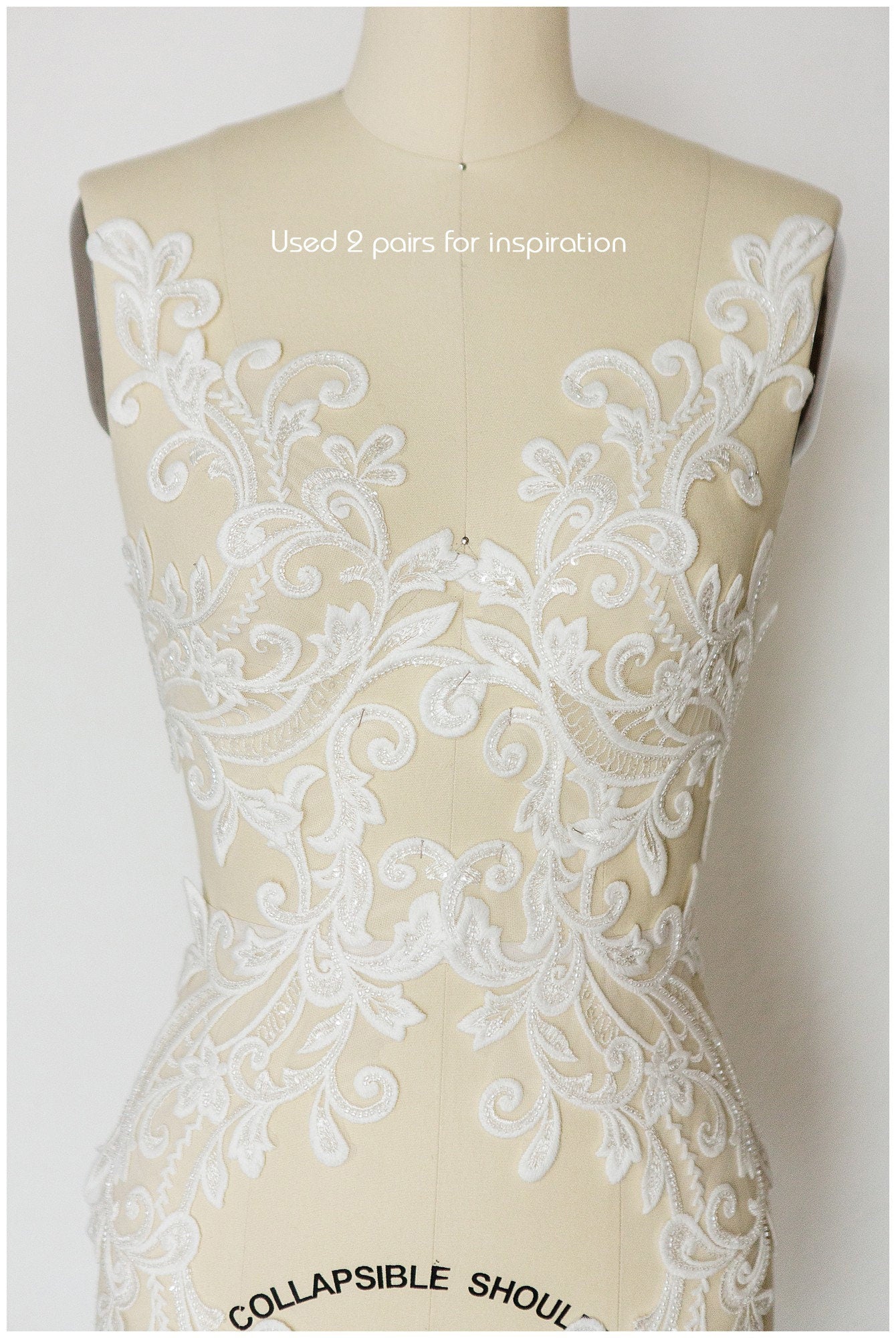 Perlen Hochzeitskleid Applikation, Aufnäher für Brautkleid, Spitzenblume für Hochzeitskleid, Brautspitze Applikation// A17-152