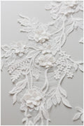 3D Blumen SpitzenApplikation für Hochzeitskleid, Hochzeitskleid Spitzenapplikation mit 3D Blumen, Brautspitze Applikation// A17-155