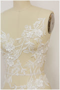 3D Blumen SpitzenApplikation für Hochzeitskleid, Hochzeitskleid Spitzenapplikation mit 3D Blumen, Brautspitze Applikation// A17-155