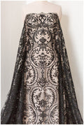 schwarze Braut Spitze/ schwarze florale Spitze/ florale Couture Spitze/ schwarze Spitzen Stickerei // L18-192