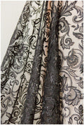 Floral black bridal lace/ black evening lace/ black lace fabric/ floral wedding lace/ black couture lace // L18-194
