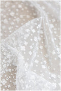 Gradient glitter mesh fabric/ Off-white silver glitter tulle/ Wedding dress tulle fabric/ Bridal glitter fabric// R-009