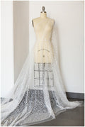 Gradient glitter mesh fabric/ Off-white silver glitter tulle/ Wedding dress tulle fabric/ Bridal glitter fabric// R-009
