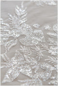 Shiny floral glitter fabric/ Off-White Diamond glitter tulle fabric/ shiny bridal tulle fabric// R-011