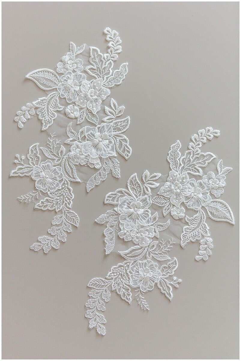 Romantische Blumen Spitzen Applikation, Braut Spitzen Applikation, Spitzenblume, Blumen Applikation, Hochzeitskleid Spitzenapplikation, Spitzenblumen Applikation// A17-135