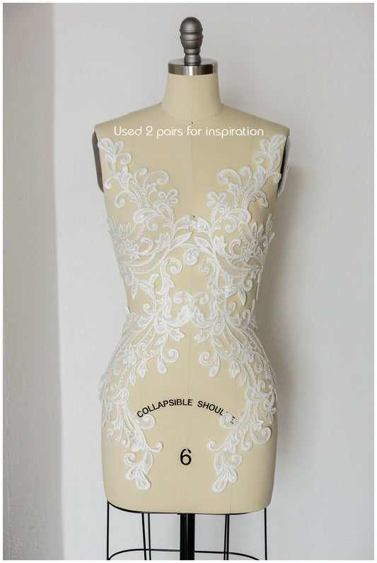Perlen Hochzeitskleid Applikation, Aufnäher für Brautkleid, Spitzenblume für Hochzeitskleid, Brautspitze Applikation// A17-152