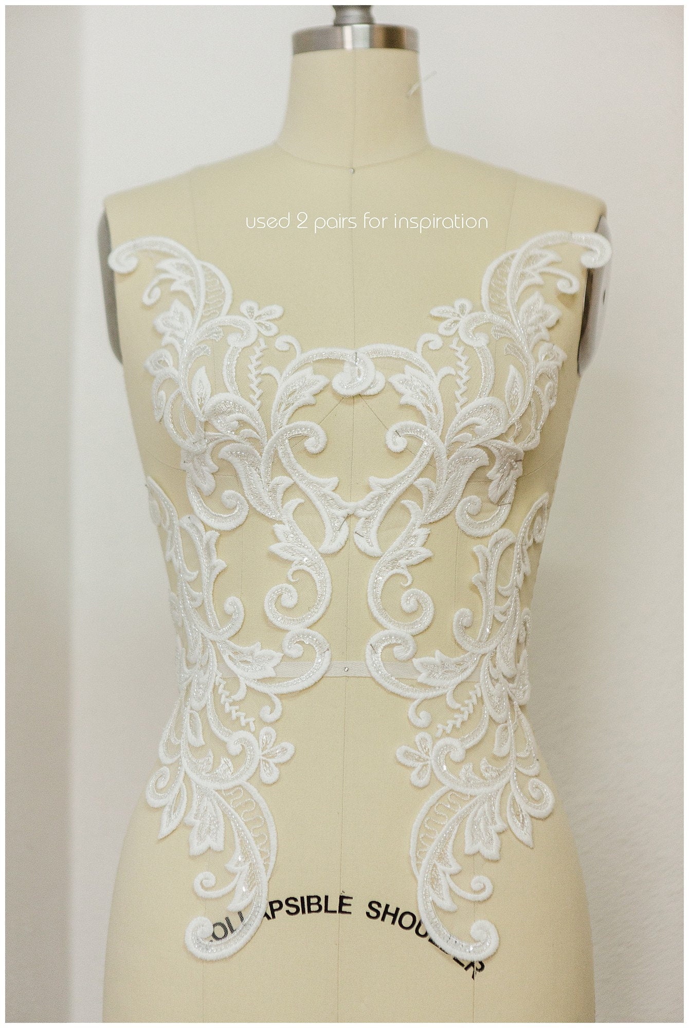 PerlenHochzeitskleid Spitzenaufnäher, Aufnäher für Brautkleid, Spitzenblume für Hochzeitskleid, Brautspitze Applikation// A17-156
