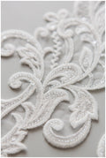 PerlenHochzeitskleid Spitzenaufnäher, Aufnäher für Brautkleid, Spitzenblume für Hochzeitskleid, Brautspitze Applikation// A17-156