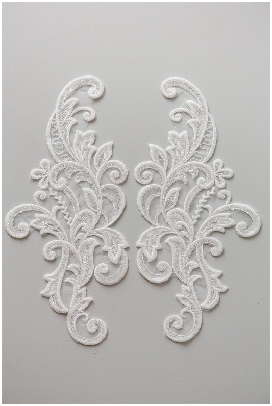PerlenHochzeitskleid Spitzenaufnäher, Aufnäher für Brautkleid, Spitzenblume für Hochzeitskleid, Brautspitze Applikation// A17-156