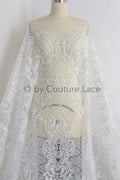 French Floral Lace/ Bridal Raschel Lace Off-White/ French Veil Lace/ Bridal Chanitilly Lace/ Boho Bridal Lace// L18-198