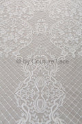French Floral Lace/ Bridal Raschel Lace Off-White/ French Veil Lace/ Bridal Chanitilly Lace/ Boho Bridal Lace// L18-198