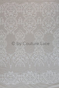 French Floral Lace/ Bridal Raschel Lace Off-White/ French Veil Lace/ Bridal Chanitilly Lace/ Boho Bridal Lace// L18-198