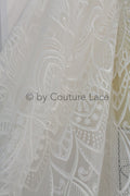 1.1yds piece - Boho lace fabric off-white/ vintage lace fabric/ geometric cotton lace/ wedding dress lace// L18-202