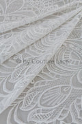1.1yds piece - Boho lace fabric off-white/ vintage lace fabric/ geometric cotton lace/ wedding dress lace// L18-202