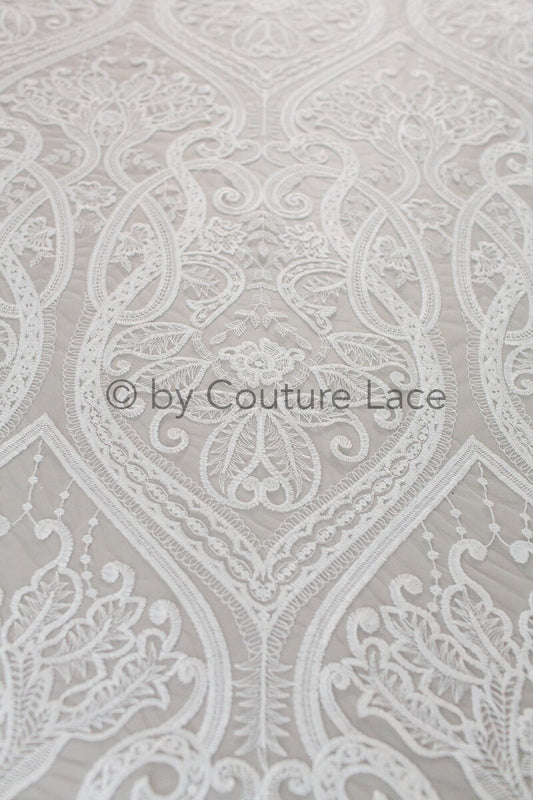Boho Spitzenstoff für Hochzeitskleid/ Boho Spitze Off-White/ Baumwollspitze/ Boho Hochzeitskleid Spitze// L18-206