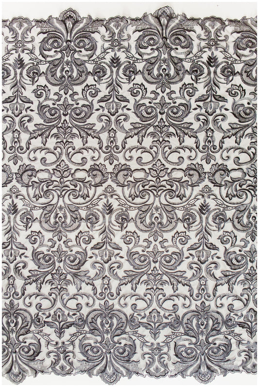 Floral black bridal lace/ black evening lace/ black lace fabric/ floral wedding lace/ black couture lace // L18-194