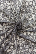 Floral black bridal lace/ black evening lace/ black lace fabric/ floral wedding lace/ black couture lace // L18-194