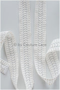 Boho wedding dress lace trim/ embroidered lace trim off-white/ bridal lace/ veil lace// T19-065