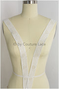 Soft embroidered lace trim off-white/ Boho wedding dress lace trim/ Bridal lace trim/ Veil lace// T19-066