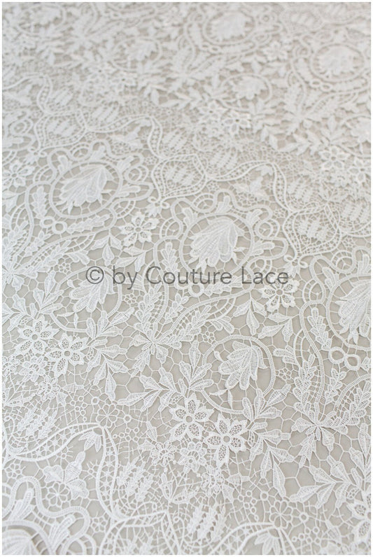 Guipure Spitzenstoff Off-White/ Boho Brautkleid Stoff/ Spitzenstoff für Hochzeitskleid/ Häkelspitze für Brautkleid// L19-201