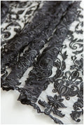 BLACK lace trim for evening dress, embroidered lace trim black, soft lace trim, lace trim for black veil// T17-063