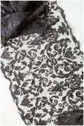 BLACK lace trim for evening dress, embroidered lace trim black, soft lace trim, lace trim for black veil// T17-063