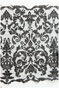 BLACK lace trim for evening dress, embroidered lace trim black, soft lace trim, lace trim for black veil// T17-063
