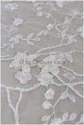 3D Blumen Spitzenstoff/ Braut Spitzenstoff/ romantischer Blumen Spitzenstoff mit 3D Blumen/ Hochzeit Spitzenstoff// L19-207