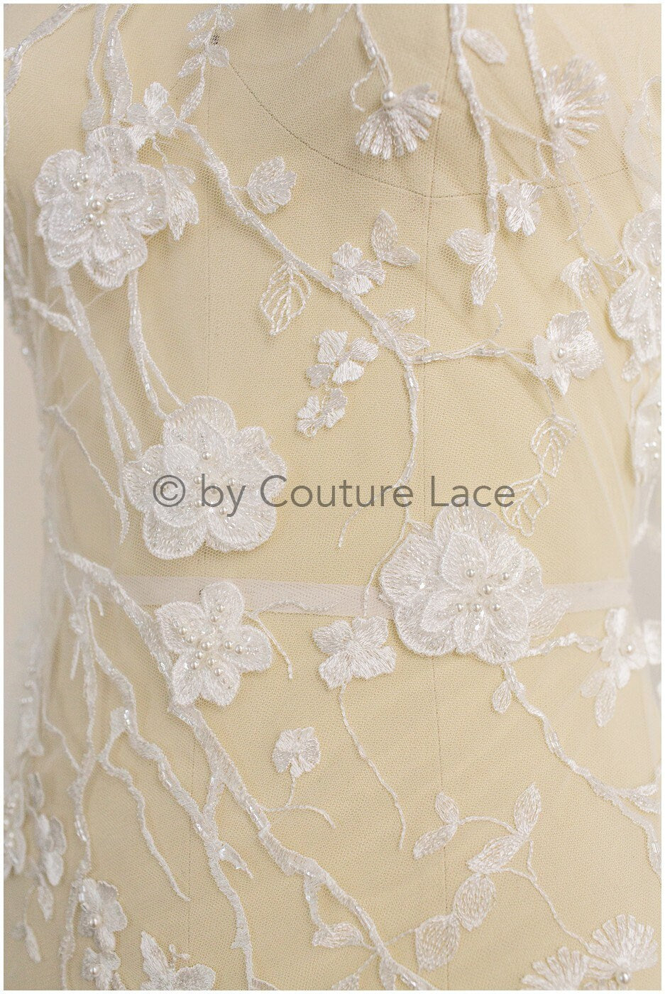 3D Blumen Spitzenstoff/ Braut Spitzenstoff/ romantischer Blumen Spitzenstoff mit 3D Blumen/ Hochzeit Spitzenstoff// L19-207