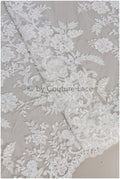 Perlen Spitzenstoff Off-White/ Brautspitze mit Perlen/ Blumenhochzeitskleid Spitze mit Perlen & Pailletten// L19-208