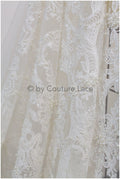Luxus Handperlen Spitzenstoff Off-White/ Perlen Brautspitze/ Hochzeitskleid Spitze mit Perle// L19-209