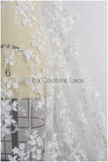 3D Blumen Spitzenstoff Off-White/ Braut Spitzenstoff/ romantischer Blumen Spitzenstoff/ Hochzeit Spitzenstoff// L19-210