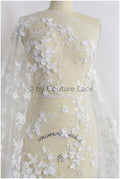 3D Blumen Spitzenstoff Off-White/ Braut Spitzenstoff/ romantischer Blumen Spitzenstoff/ Hochzeit Spitzenstoff// L19-210