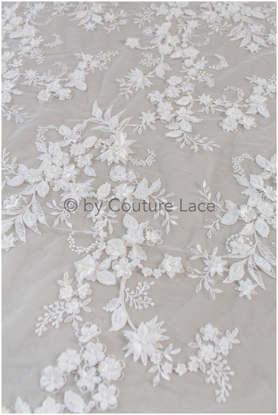 3D Blumen Spitzenstoff Off-White/ Braut Spitzenstoff/ romantischer Blumen Spitzenstoff/ Hochzeit Spitzenstoff// L19-210