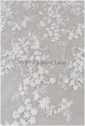 3D Blumen Spitzenstoff Off-White/ Braut Spitzenstoff/ romantischer Blumen Spitzenstoff/ Hochzeit Spitzenstoff// L19-210
