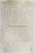 Perlen Spitzenstoff Off-White/ Couture Spitzenstoff mit Perlen/ Braut Spitzenstoff/ Perlen Pailletten Spitze// L19-221