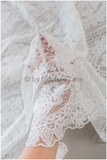 Embroidered bridal lace fabric/ Bridal lace fabric off-white/ Milk silk lace fabric/ Bridal lace// L19-222
