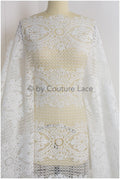 Embroidered bridal lace fabric/ Bridal lace fabric off-white/ Milk silk lace fabric/ Bridal lace// L19-222