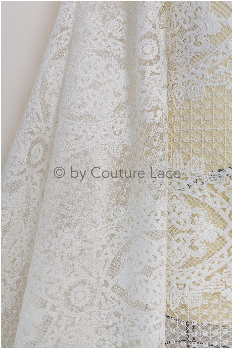 Embroidered bridal lace fabric/ Bridal lace fabric off-white/ Milk silk lace fabric/ Bridal lace// L19-222