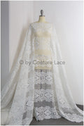 Embroidered bridal lace fabric/ Bridal lace fabric off-white/ Milk silk lace fabric/ Bridal lace// L19-222