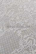 French Floral Lace/ Bridal Raschel Lace Off-White/ French Veil Lace/ Bridal Chanitilly Lace/ Boho Bridal Lace// L18-198