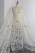 1.1yds piece - Boho lace fabric off-white/ vintage lace fabric/ geometric cotton lace/ wedding dress lace// L18-202
