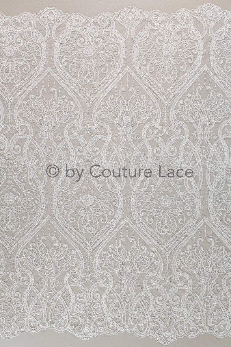 Boho lace fabric for wedding dress/ Boho lace off-white/ Cotton lace/ Boho wedding dress lace// L18-206