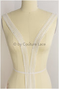 Soft embroidered lace trim off-white/ elegant bridal lace/ bridal lace trim/ veil lace/ boho wedding dress// T19-064CO