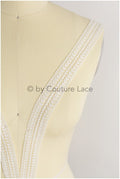 Soft embroidered lace trim off-white/ elegant bridal lace/ bridal lace trim/ veil lace/ boho wedding dress// T19-064CO