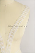 Soft embroidered lace trim/ elegant off-white bridal lace/ veil lace trim/ boho wedding dress trim/ boho bridal lace// T19-064RA