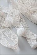 Soft embroidered lace trim off-white/ Boho wedding dress lace trim/ Bridal lace trim/ Veil lace// T19-066