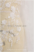 Filigree lace fabric off-white/ contour embroidered lace fabric for wedding dress/ floral lace/ boho lace// L19-200